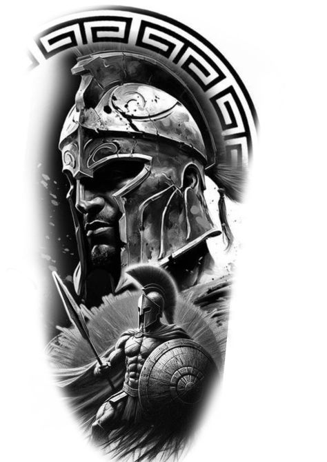 Spartan Tattoo Ideas, Spartan Tattoo Design Warriors, Tattoo Ideas For Men Spartan, Spartan Warrior Tattoo, Spartan Warrior Tattoo Gladiators, Tattoo Spartan Warriors, Spartan Realism Tattoo, Photoshop Tattoo, Sparta Tattoo