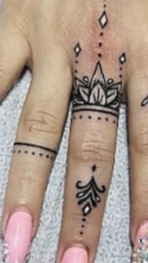 Jewel Finger Tattoo, Thumb Ring Tattoo, Ring Finger Cover Up Tattoo, Ring Finger Tattoo Cover Up, Hand And Finger Tattoos For Women, Side Of Thumb Tattoos For Women, Thumb Tattoos For Women, Tattoo Ideas Female Finger, Wedding Ring Finger Tattoos