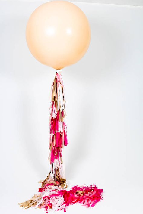 Giant Blush Balloon With Tassel Tail Pink Flamingo Cake, Ceiling Balloons, Arch Designs, Blush Balloons, Pretty Balloons, Flamingo Cake, Bubblegum Balloons, Balloon Tassel, Birthday Bbq