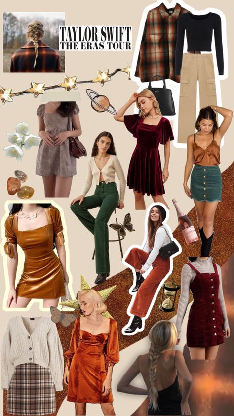 Evermore Taylor Swift Concert Outfits, Taylor Swift Evermore Outfits Eras Tour, Evermore Style, Evermore Outfit Inspo Taylor Swift, Evermore Summer Outfits, Taylor Swift Eras Tour Evermore Outfits, Taylor Swift Bounding, Evermore Aesthetic Outfits Summer, Taylor Swift Costume Evermore