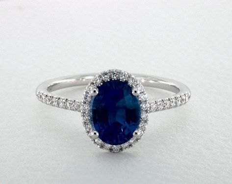 Oval Sapphire Halo Wedding Ring, Oval Sapphire Gemstones In Halo Setting, Elegant Oval Halo Ring With Lab-created Sapphire, Elegant Blue Halo Ring With Lab-created Sapphire, Oval Engagement Ring White Gold, Elegant Sapphire Halo Ring With Lab-created Sapphire, Heidi Gibson, Pave Halo Engagement Ring, Rings Sapphire