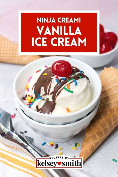 Ninja Creami Vanilla Ice Cream, Kitchen Aid Ice Cream, Protein Ice Cream Recipe, Vanilla Ice Cream Recipe, Vanilla Recipes, Homemade Vanilla Ice Cream, Ninja Recipes, Creamy Recipes, Protein Ice Cream