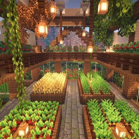 Simple Farm Minecraft, Goblin Core Minecraft Builds, Storage Building Minecraft, Ravine House Minecraft, Minecraft Green House, Minecraft Flower Garden, Minecraft Lake House, Minecraft Fairy Builds, Minecraft Greenhouse