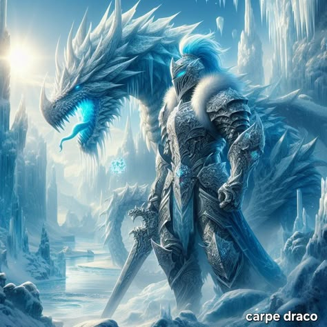 Ice Warrior Fantasy Art, Snow Planet, Ice Warriors, Ice Fantasy, Ice Dragon, Dragon Artwork Fantasy, Fantasy Creatures Art, Dragon Artwork, Mythical Creatures Art