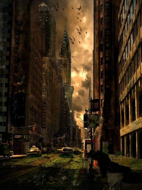 Apocalypse Landscape, Post Apocalyptic City, Pencil Photo, Post Apocalyptic Art, Ruined City, Concept Art World, Art City, City Night, The Dark World