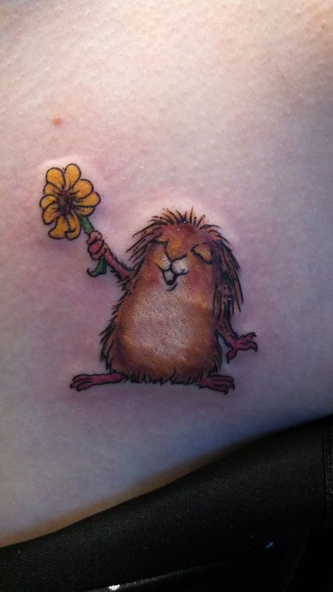 My Little Critter tattoo by author Mercer Mayer. His books is where my family got my nickname (Critter) So now The Critter has a Little Critter! Garden Critters Tattoo, Childrens Book Tattoo, Childhood Book Tattoos, Calico Critters Tattoo, Small Animal Crossing Tattoo, Calico Critter Tattoo, Book Tattoo Sleeve, Critter Tattoo, Childhood Tattoo Ideas