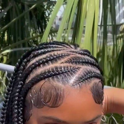 Cornrows With Formal Dress, Scalp And Knotless Braids, Scalp Braids Into A Ponytail, Jumbo Tribals With Knotless Braids, Cornrows Design Braids For Black Women, Braids Summer 2024, Side Part Stitch Braids, Cornrows No Hair Added, To The Scalp Braids