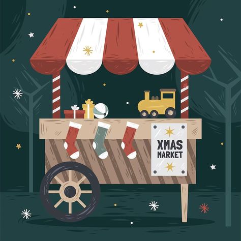 Free Vector | Hand drawn christmas market illustration Christmas Market Illustration, Market Illustration, Hand Drawn Christmas, Free Business Card Mockup, Christmas Drawing, Business Card Maker, Flyer Maker, Poster Maker, Card Banner