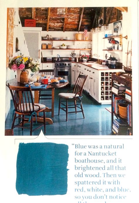 Blue Floor Kitchen, Blue Painted Floor, Yellow Bungalow, Painted Hardwood Floors, Marmoleum Floors, Paint Deck, Big Comfy Couch, Cottage Flooring, Lake House Cottage