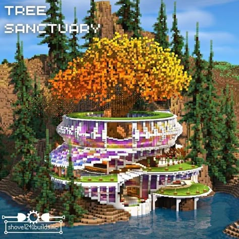 Double Staircase Minecraft, Modern Builds Minecraft, Futuristic Minecraft Builds, Minecraft Round House, Minecraft Futuristic Building, Minecraft Projects Ideas, Modern Minecraft Builds, Minecraft Solarpunk, Minecraft House Survival