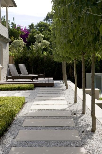 Landscape Ideas Walkway Landscaping, Concrete Patios, Walkway Design, Concrete Walkway, Gravel Garden, Modern Garden Design, Contemporary Garden, Have Inspiration, Garden Pathway