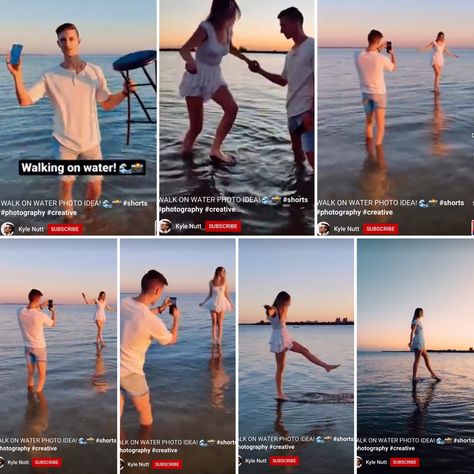 How to have a walk on water look Water Stool Photoshoot, Walking On Water Photoshoot, Standing On Water Photography, Stool In Water Photoshoot, Walking On Water Photography, Water Photos, Water Photoshoot, Walking On Water, Foto Inspo