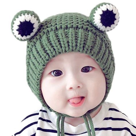 Frog Photography, Pola Topi, Girls Crochet Hats, Woolen Cap, Crochet Kids Hats, Crochet Toddler, Baby Bonnets, Crochet Things, Beginner Crochet Projects