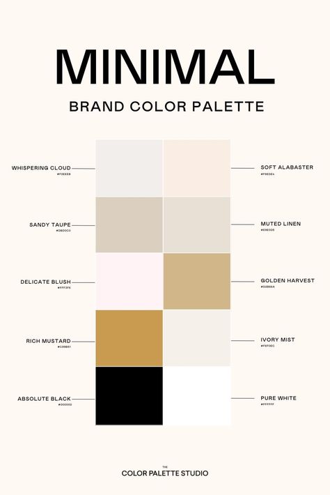 Gorgeous Combo of Neutral Colors. Natural Color Palette Hex Code, Showit Color Palette, Luxury Color Palette Hex Codes, Minimalist Palette Colour, Minimalist Colors Palette, Digital Marketing Color Palette, Modern Branding Color Palette Neutral, Minimalist Color Pallete, Brand Kit With Hex Codes