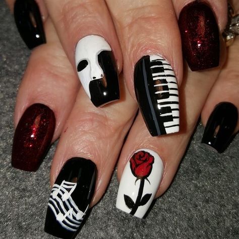 Music Nails, Crazy Nail Art, Unghie Nail Art, Valentine Nail Art, Nail Designs Valentines, Crazy Nails, Diy Nail Designs, Acrylic Nail Art, Nail Art Galleries