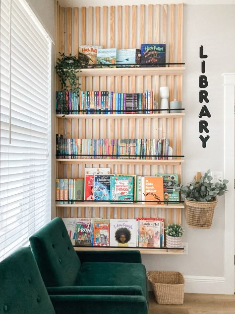 Wall Bookshelves, Slat Wall, Home Library, Book Shelf, New Room, Wall Shelves, Doors Interior, Room Inspiration, Home Projects