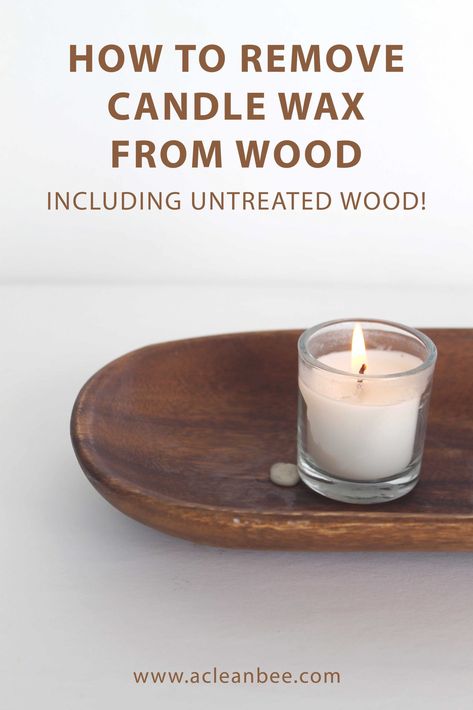 Remove candle wax from wood using household tools like ice cubes, a hairdryer, or an iron. Remove wax from both treated and untreated wood grooves! Clean wax from wood kitchen counters, wax from wood tables, wood floor, or any other wood surfaces.    #cleanhouse #cleanhome #cleaningday #cleankitchen via @acleanbee Wood Kitchen Counters, Arm And Hammer Super Washing Soda, Spring Cleaning Challenge, Candle Wax Removal, Clean Baking Pans, Cleaning Painted Walls, Remove Wax, Cool Wood Projects, Clean Candle