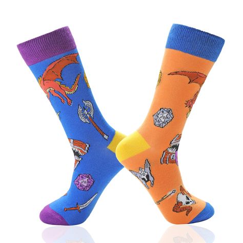 Dungeons And Dragons Paladin, Funny Socks For Men, Orange Artwork, Dnd Gifts, Orange Games, Dnd Gift, Make Top, Christmas Dragon, Socks Gifts