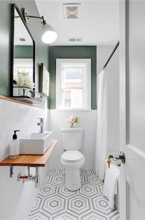 Small Toilet Design, Apartemen Studio, Small Downstairs Toilet, Small Bathroom Wallpaper, Toilet Room Decor, Small Bathroom Layout, Small Toilet Room, Bathroom Remodel Tile, Remodel Inspiration