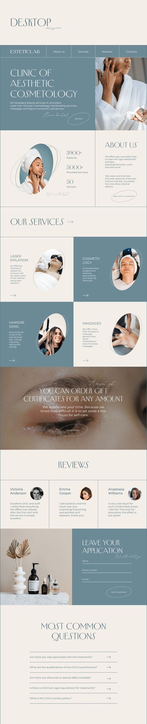 Aesthetic cosmetology clinic website | Landing :: Behance Skin Clinic Website, Medical Aesthetics Clinic, Beauty Clinic Website Design, Aesthetic Clinic Website Design, Skin Clinic Branding, Aesthetic Clinic Branding, Nail Salon Website, Cosmetology Aesthetic, Aesthetic Cosmetology