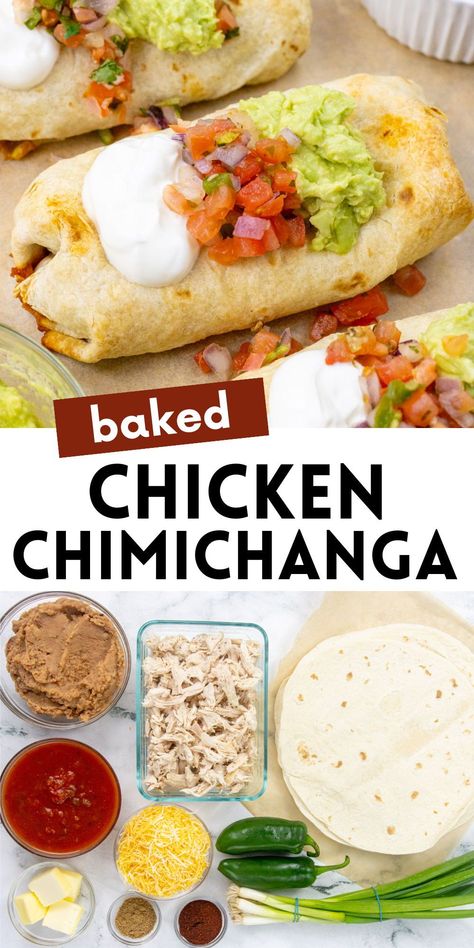 These oven baked chicken chimichangas are crispy, delicious, and easy to make. You and your family will love this classic Tex-Mex recipe. It's a simple dinner Idea. Oven Baked Chicken Chimichangas, Oven Chimichangas Chicken, Chi Chis Chicken Chimichangas, Healthy Chimichanga Recipe, Chi Chis Baked Chicken Chimichangas, Chi Chi’s Baked Chicken Chimichangas, Baked Chicken Chimichangas Oven, Chicken Chimichanga Recipe Air Fryer, Easy Chicken Chimichanga Recipe