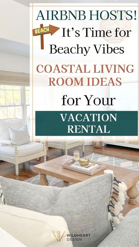 Airbnb hosts, let's create beachy vibes in your vacation rental! This post will help you create a gorgeous coastal Airbnb living room (or other spaces) by incorporating a coastal style design and decor elements. Find coastal Airbnb design tips and beach cottage decor ideas to bring that seaside vibe into your short-term rental living room. Learn how to create beach-inspired Airbnb rooms. Small Beach Condo Decorating Ideas, Airbnb Living Room Ideas, Beach Rental Decor, Themed Apartments, Airbnb Themes, Coastal Airbnb, Decorate Airbnb, Apartments Inspiration, Airbnb Living Room