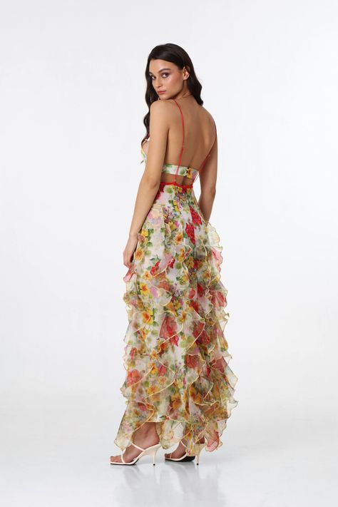 Baroque Flower Maxi Dress | Menti Official Shop | Women's Fashion Race Day Dress, Garden Wedding Guest Dress, Race Dress, Hoco Court, Garden Formal, Summer Ball, Baroque Dress, Romantic Dresses, Race Day Outfits