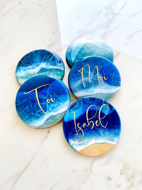 Resin Ocean Coasters, Personalized 3D Ocean Epoxy Resin Coaster, Beach Wave Coasters, Blue Ocean Coasters, Drink Beer Mat, Housewarming Gift #drinkbeermats #resinoceancoasters #oceanwavecoasters #beachcoasters #oceanwavecoaster #blueresincoasters #seawavecoasters #resincoastersset Ocean Coasters, Diy Resin Coasters, Coasters Personalized, Coasters Drink, Interior Themes, Beach Coasters, Ocean Hues, Graduation Crafts, Resin Creations