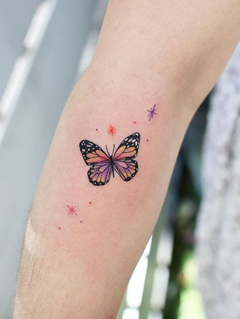 Remarkable Butterfly Tattoo Best Butterfly Tattoos, Tiny Butterfly Tattoo, Purple Butterfly Tattoo, Colorful Butterfly Tattoo, Dragon Tattoo Ideas, Unique Butterfly Tattoos, Small Butterfly Tattoo, Butterfly Tattoos For Women, Music Tattoo Designs