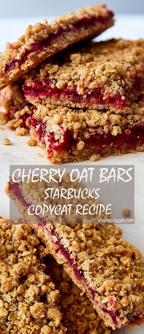 Starbucks Oat Bar Recipe, Cherry Oat Bars, Cherry Oatmeal Bars, Craving Tasty, Cherry Recipes Dessert, Oat Bar Recipes, Cherry Oatmeal, Valentine Sweets, Quick Easy Breakfast