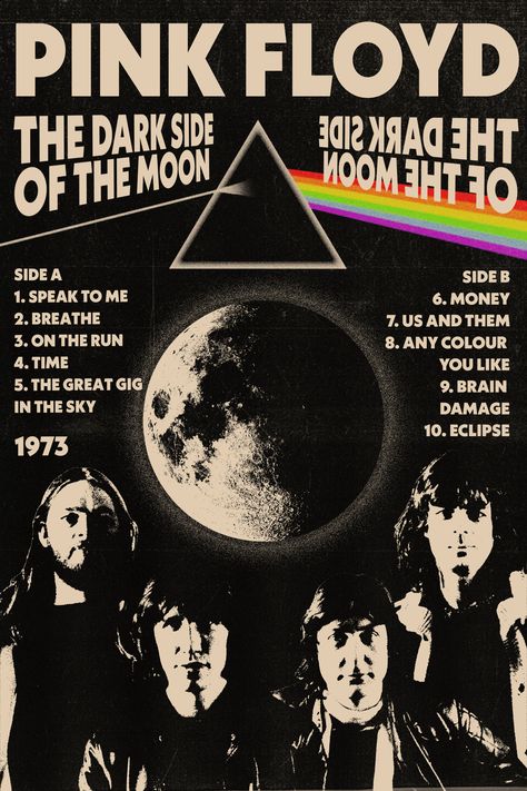 Poster desaign inspired by The Dark Side Of The Moon - Pink Floyd Pink Floyd Dark Side Of The Moon, Poster Pink Floyd, Poster Pink, Dark Side Of The Moon, The Dark Side, Pink Floyd, Dark Side, The Moon, Thing 1