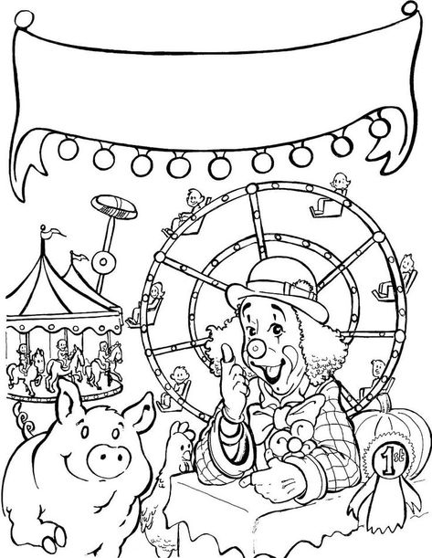 Night Carnival, New Year Coloring Pages, Fathers Day Coloring Page, Circus Acts, Kindergarten Coloring Pages, Kids Carnival, Summer Fair, Birthday Coloring Pages, Toddler Coloring Book