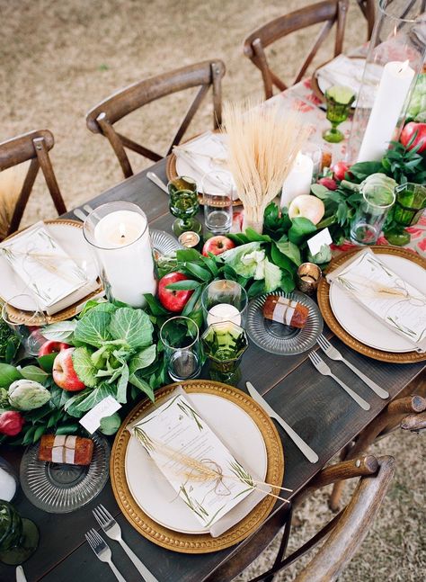 Family Style Table, Fruit Centerpieces, Enchanted Florist, Low Centerpieces, Floral Table Runner, Rustic Wedding Centerpieces, Reception Table, Floral Centerpieces, Simple Weddings