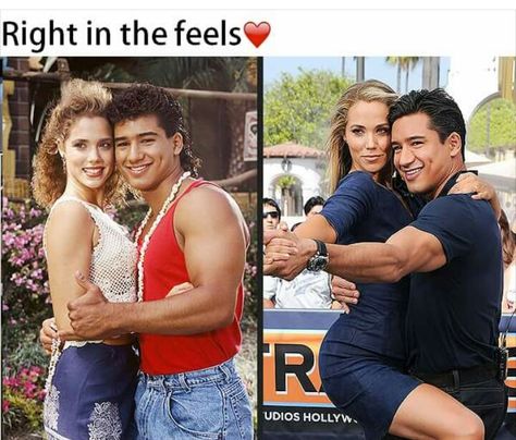 AC Slater and Jessie Spano Ac Slater, Jessie Spano, Elizabeth Berkley, Zack Morris, Mario Lopez, Tv Show Couples, People Pictures, Relationships Goals, Celebrities Then And Now