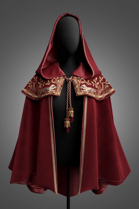 Medieval Cloak, Hip Jewelry, Marvelous Designer, Red Hood, Fantasy Dress, Fantasy Clothing, Fantasy Fashion, Red Riding Hood, Historical Fashion