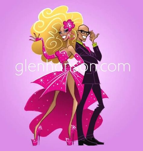 The works of Glen Hanson: RuPaul Glen Hanson, Queen Drawing, Rupaul Drag Queen, Celebrity Caricatures, Queen Art, Rupauls Drag Race, Rupaul, Drag Race, Cartoon Drawings