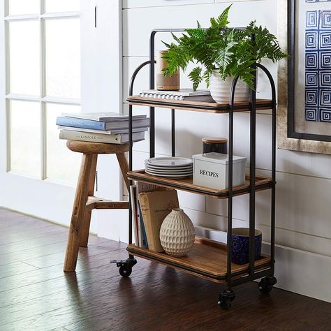 Dorm Room Furniture, Metal Cart, Metal Bar Cart, Rolling Kitchen Cart, Rustic Backyard, Solid Wood Shelves, Bar Cart Decor, Rolling Cart, Metal Kitchen