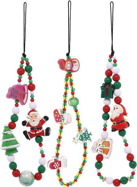 Amazon.com: Taouzi 3 Pieces Christmas Charms for Phone Christmas Phone Lanyard Wrist Strap Fashion Cell Phone Chains Strap Keychain Lanyard for Women Girls Christmas 1 : Cell Phones & Accessories Christmas Themed Phone, Gifts For Your Mother, Beaded Phone Lanyard, Phone Wrist Strap, Christmas Jewelry Diy, Star Pearl, Rainbow Pearl, Cell Phone Charms, Phone Lanyard