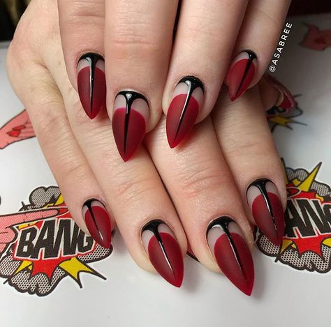 Black Goth Nails Acrylic, Witchy Nail Designs, Red And Black Nail Designs, Goth Nail Art, Unghie Nail Art, Witchy Nails, Gothic Nails, Goth Nails, Nails Polish