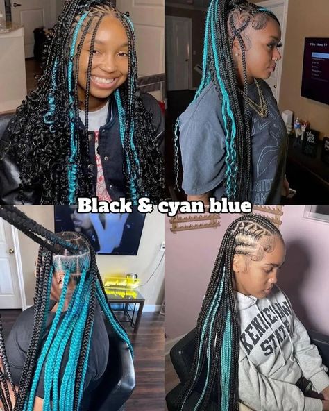 Peekaboo Hair Color Braids, Blue Knotless, Braiding Business, Peekaboo Braids, Pink Peekaboo, Braids Fulani, Peekaboo Hair Colors, Biracial Hair, Mermaid Braid