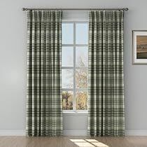 Green Plaid Curtains, Living Room Patio Doors, Light Filtering Window Treatments, Pinch Pleat Drape, Plaid Curtains, Curtain For Living Room, Living Room Patio, Checker Design, Checkered Design