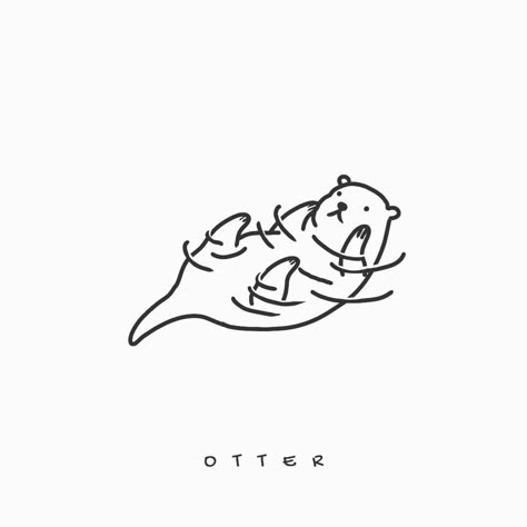 Cute Animal Outlines, Tiny Otter Tattoo, Matching Otter Tattoos, Ay Tattoo, Otter Outline, Generic Tattoos, Small Otter Tattoo, Minimalistic Doodles, Otter Tattoo Simple