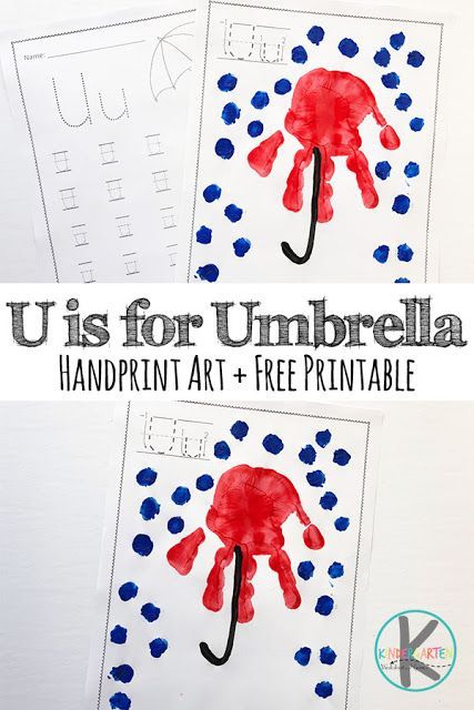 Letter U - super cute U is for Umbrella handprint art project and free printable letter u worksheets for kids - perfect for teaching toddler, preschool, prek, kindergarten, and first grade their alphabet letters, letter of the week curriculum U Is For Umbrella Preschool, Handprint Umbrella, Umbrella Handprint, Handprint Letters, Letter U Activities, Letter U Worksheets, Letter U Crafts, U Is For Umbrella, Hand Art Projects