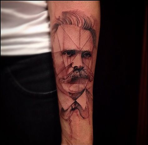 Nietzsche Tattoo, So Good, Skin Drawing, Art Jokes, Sao Paulo Brazil, Book Tattoo, Friedrich Nietzsche, Philosophers, Color Art