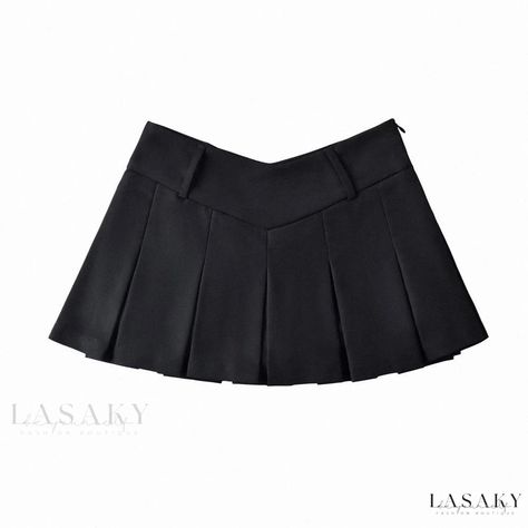 Lasaky - Premium Low Waist Pleated Skirt with Built-in Lining and Anti-Exposure Feature: Half-Length Skirt Modest Shorts, Mid Calf Skirt, Half Skirt, A Line Mini Skirt, Mid Length Skirts, Black Women Fashion, Dolce E Gabbana, Pleated Mini Skirt, Skirt Design