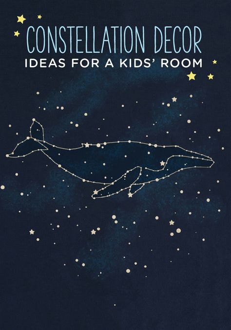 Bring the night sky to life with this easy DIY constellation for your kid’s bedroom. You can use decorative lampshades, zodiac art prints, or constellation-themed wall art to bring this creative design scheme to life. Get your child involved in the DIY bedroom makeover process by letting him pick out different color palettes or small accent pieces that he wants to use when decorating his room. Click here for more great kid’s bedroom ideas. Constellation Room Ideas, Diy Constellation Wall, Astrology Crafts, Constellation Project, Diy Constellation, Diy Bedroom Makeover, Constellation Nursery, Night Sky Nursery, Constellation Room