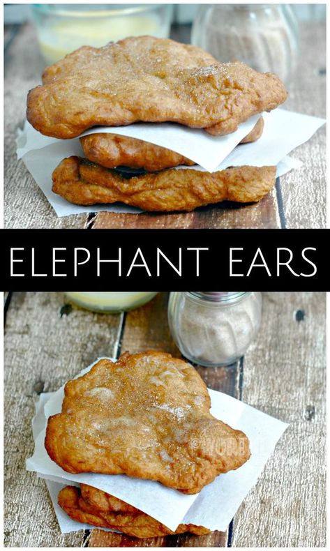 Top State Fair Food: Elephant Ears | 31Daily.com Elephant Ears Recipe, Chips Dip, State Fair Food, Orange Julius, Carnival Food, Cheesecake Dip, Fair Food, Fry Bread, Elephant Ears