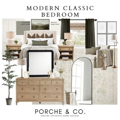 Our best ideas for a home bedroom refresh. Get inspired by our mood board designs and shop our favorite bedroom decor. Let our bedroom mood boards guide you in designing your neutral bedroom design. Our blog showcases a variety of mood boards for modern classic home decor styles. Visit the Porche & Co. blog to learn more about bedroom designs and other room decor updates. Modern Classic Bedroom Design, Neutral Mood Board, Cozy Bedroom Neutral, Modern Cozy Bedroom, Modern Classic Bedroom, Classic Bedroom Design, Modern Classic Home, Bedroom Neutral, Neutral Bedrooms