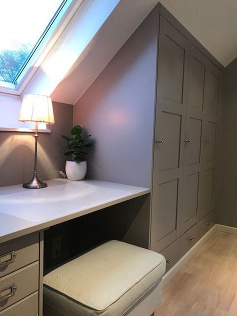 Loft Conversion Bedroom, Attic Bedroom Storage, Attic Wardrobe, Bedroom Built In Wardrobe, Attic Bedroom Designs, Attic Closet, Loft Storage, Attic Bedrooms, Attic Storage