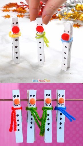 Clothespin Snowman, Snowman Craft For Kids, Christmas Clothespins, Snowman Craft, Christmas Crafts For Kids To Make, Craft Kids, Fun Christmas Crafts, Winter Crafts For Kids, Easy Christmas Crafts